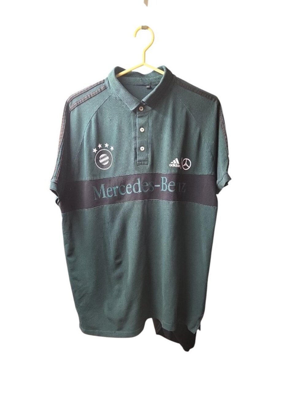 Men's XXL Adidas FC Bayern Munchen Mercedez Benz Polo T-Shirt 1/4 Button